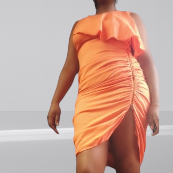 BCBGMAXAZARIA Draped Side Zip Dress - Picture 2 of 8